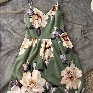 Montce Green Floral Midi Dress